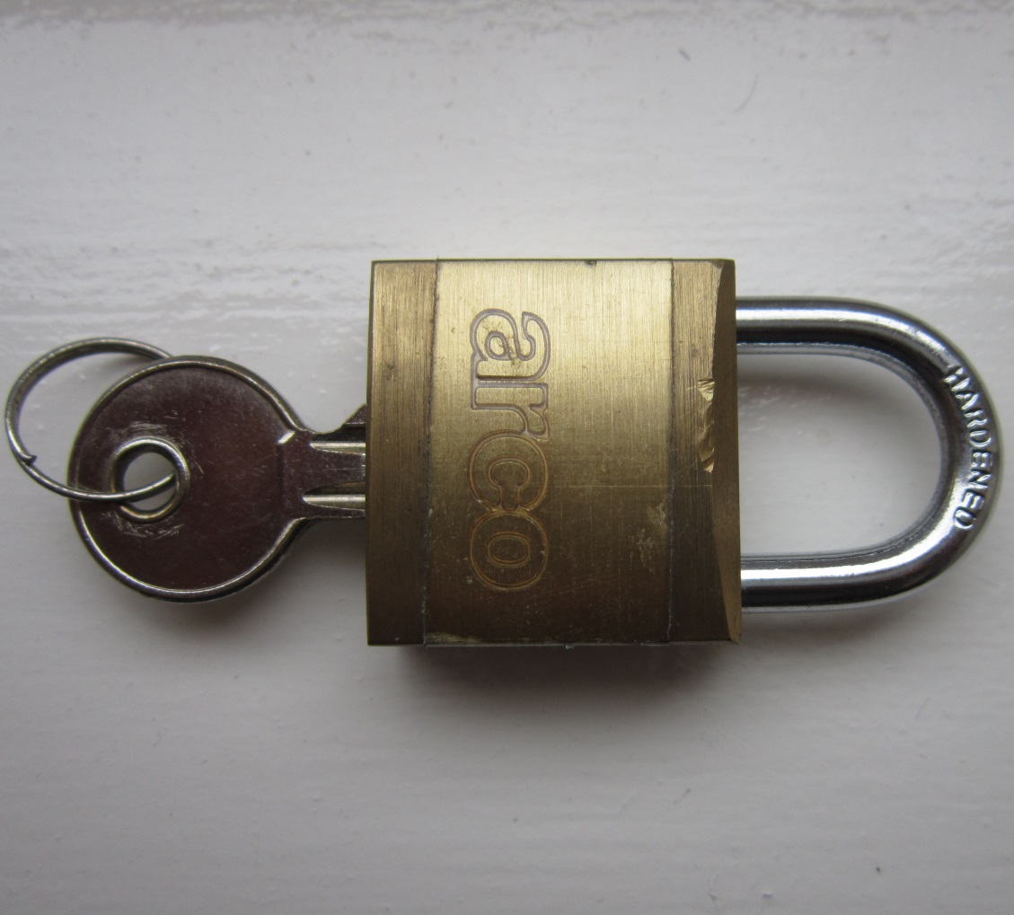 A padlock with a key.